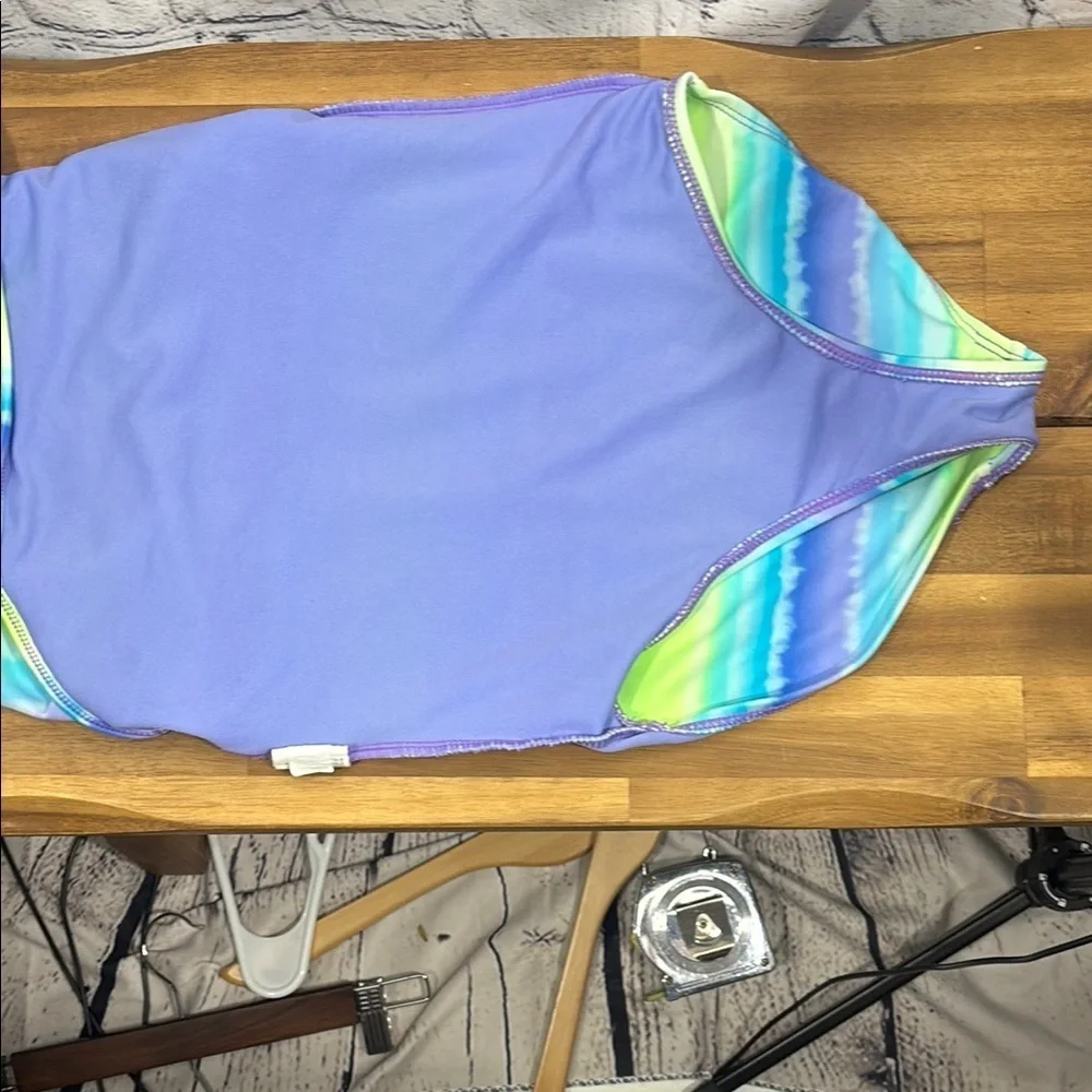 Kids Swim One Piece - Blue and Green Striped